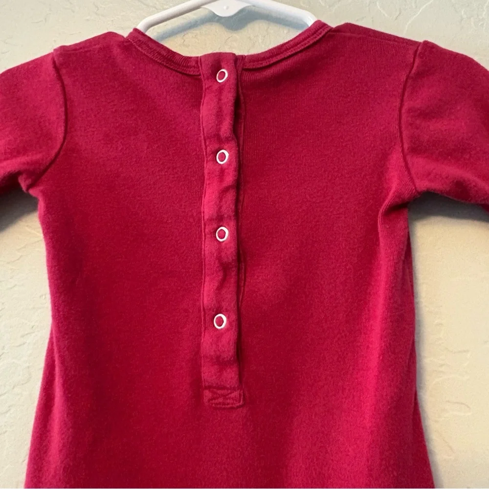 Kate Quinn dark red long sleeve cotton ruffle leg bodysuit one piece 6-12 months